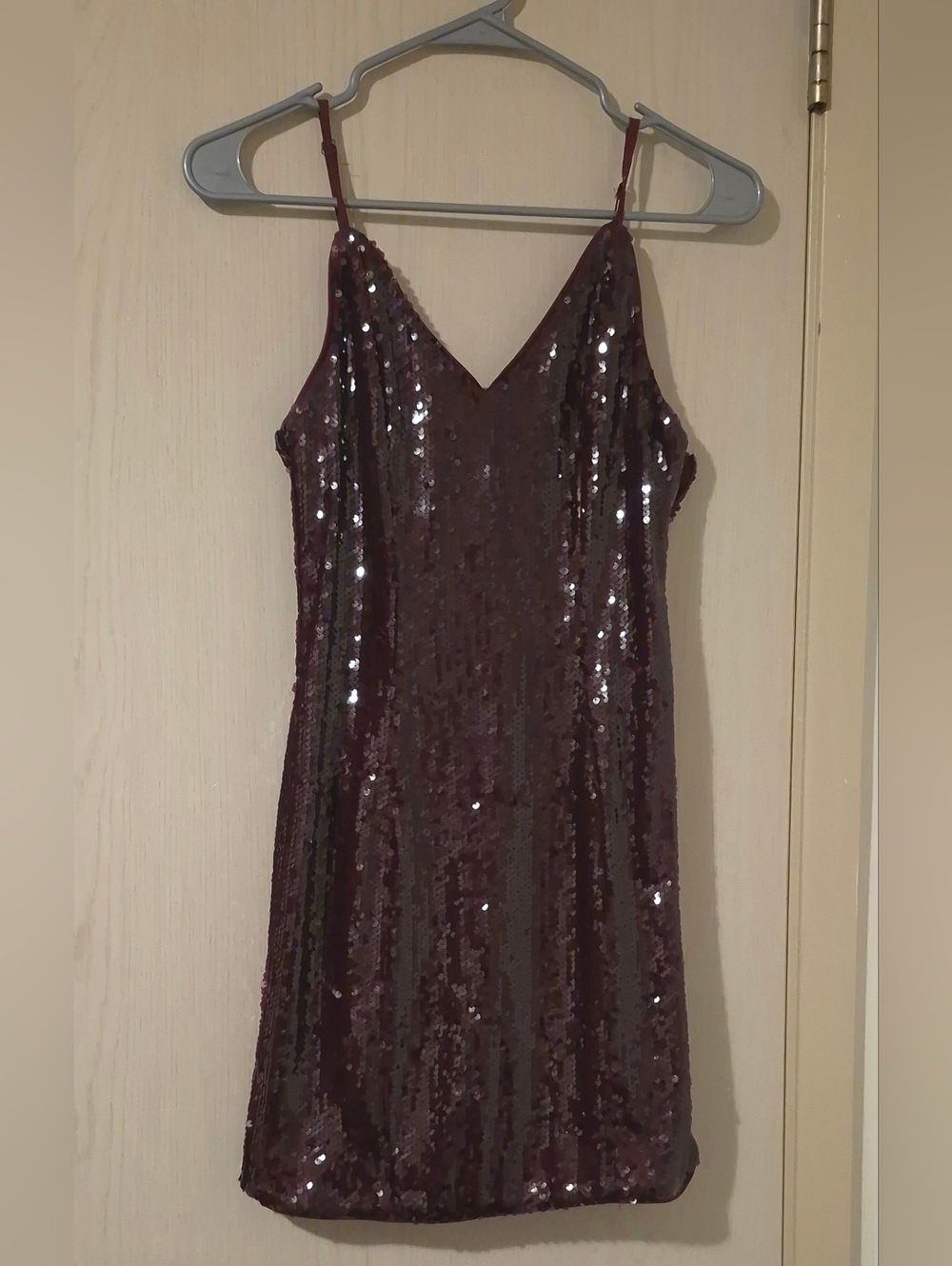 Forever 21 Burgundy Sequin Slip Dress (S)
